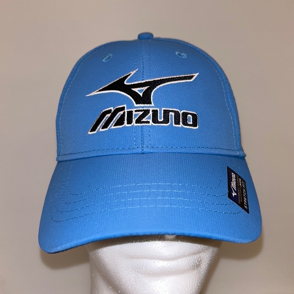 Mizuno Hat Patch Logo Cap Blue‎ Black Mesh Fitted S/M